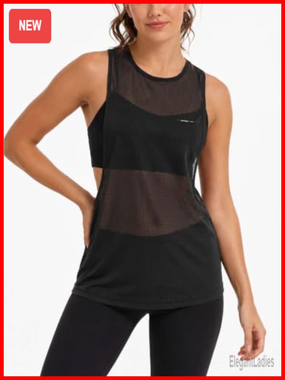 Mesh Workout Tank Top Sheer Racerback Open Side - Picture 3 of 5